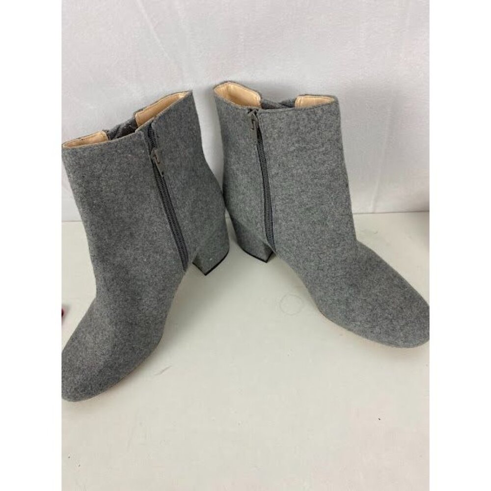 Nine West Gray Wool Dress Fabric Zip Ankle Boots Women's 9.5 - Picture 3 of 10
